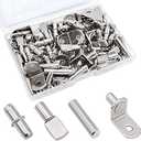 104Pcs Shelf Pins Kit,4 Styles Nickel Plated Shelf Support Pegs, Bookshelf Pegs for Shelves, Cabinet Shelf Bracket Pegs Shelf Pins Holders for Kitchen Furniture & Closet ( 5mm & 1/4inch )