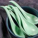 Teal Ceramic Soup Spoons Set of 6, 6.75 inch Ramen & Pho Spoons for Noodles, Stews, Wonton & Dumpling, Dishwasher Safe
