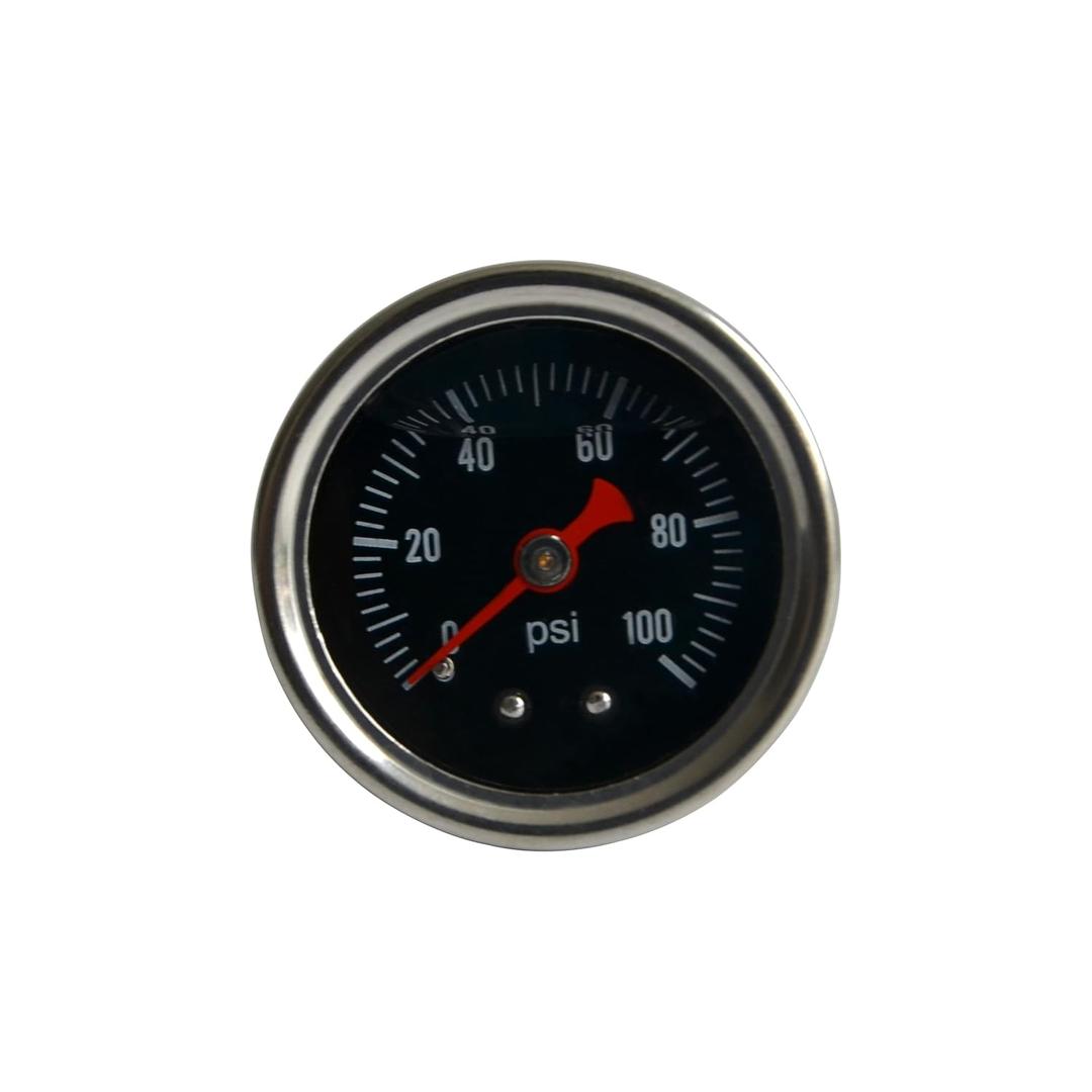 2 x Fuel Pressure Gauge 0-100 Psi, 1.9 Black Dial, 1/8 NPT Back Mount, Stainless Steel Case, Glycerin Filled Gauges for Water Oil Air Pressure Test