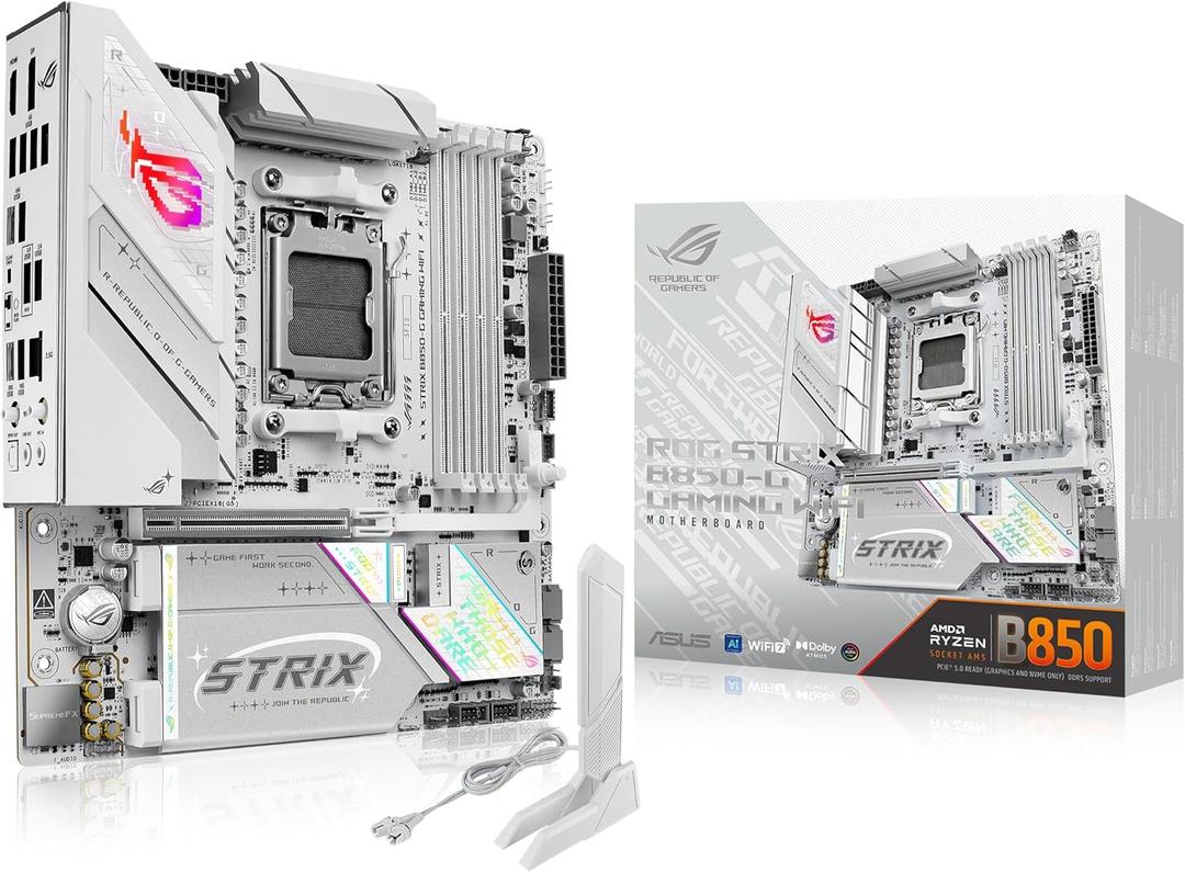 ASUS ROG Strix B850-G Gaming WiFi AMD AM5 B850 mATX Motherboard, Advanced AI PC Ready, 14+2+1 Power Stages, DDR5 Slots, 4X M.2 Slots, PCIe 5.0 Ready, WiFi 7, 2.5G LAN, USB 20Gbps Type-C, AI Advisor