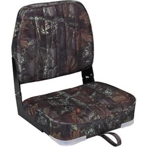 Leader Accessories Classic Low Back Folding Boat Seat (B-Camo/Black hinge)