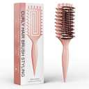 Curl Defining Brush, Curly Brush Defining with Side Gear for Combing, Shaping, and Styling Curly, Lightweight Candy Brush Suitable for All Wet or Dry Hair Types for Women and Men (Beige)