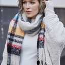 MissShorthair Oversized Chunky Blanket Scarf for Women Winter Warm Colorful Big Scarfs Plaid Thick Scarves Soft Fluffy Shawl