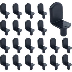 80 Pcs L-Shaped Clips 1/4 Inch Shelf Support Pegs, Shelf pins with Rubber Sleeve for Shelf Bracket Pegs, Black