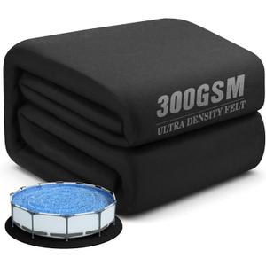 UIRWAY 15FT Round Pool Liner Pad, [2026 New 300G/M² Thicker Heavy Duty] Geotextile Under Pool Mat Padding for Above Ground Pools, Black Pool Floor Pad Prevent Punctures, Reinforced Cushion Protection