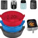 Silicone Air Fryer Liners Reusable for 1-2qt Air Fryers, 3 Pack Non-Stick Round Parchment Paper AirFryer Liner Compatible with Ninja Mini, Instant Vortex 2 QT, CHEFMAN Small, COSORI Small