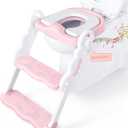 bebeleh Musical & Sound Toddler Potty Training Seat w/Step Stool Ladder - Collapsible & Adjustable Toilet, Pre Assembled Toddler Toilet Seat w/Music & Sounds - Splash Guard & Anti-Slip Steps - Pink