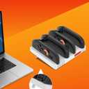 Retro Style Charger for Nintendo Switch 2 Joy-Con Controllers - 4 in 1 Charger Station with LED Indicators, Overcharge Protection (Red/White Edition)