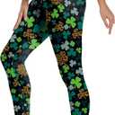 St Patricks Day Leggings for Women,Shamrock High Waist Pants Yoga Pants Bottoms Irish Outfit Plus Size Green Leggings Womens (L)