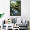 Forest Waterfall Puzzles 1000 Pieces for Adults,Families (Wooden House,Cabin,Trees,Jungle,Bridge) Pieces Fit Together Perfectly 19.7''x27.6''inch Tropical Landscape Frameable Magic Puzzle Art（Green