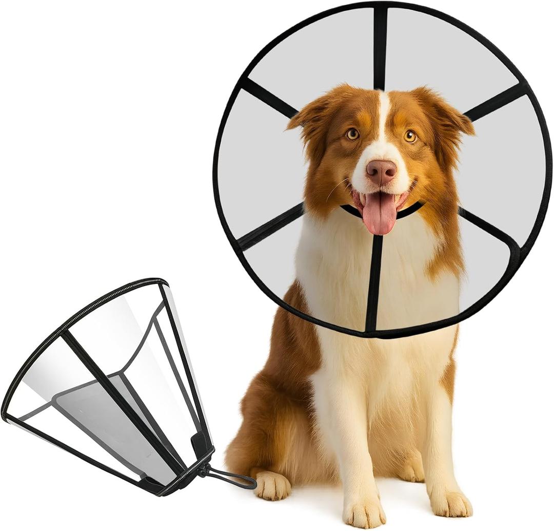Soft Dog Cone Collar for Post-Surgery, Wound Care Injury Healing, Comfortable Adjustable Pet Cone Recovery Protective Elizabethan Collar to Prevent Licking Biting Scratching for Medium Large Dogs, L (L (Neck: 13-17"))