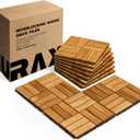 Premium Patio Deck Tiles, 10 PCs 12x12 Snap Together Wood Flooring for Outdoor, Balcony, Porch, Poolside, Waterproof All Weather, Golden Teak