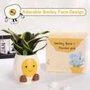 Abofth Fun Planters for Indoor Plants  Cute Plant Pots with Drainage and Tray, Unique Smiley Face Planter, Small Flower Pot Gifts for Plant Lovers, Office Home Decoration