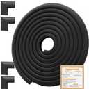 Baby Proof Corners and Edges Protector 8.2ft (Large 7.5ft Edge+4 Corner Guard), Fireplace Baby Proofing Bumper, Heavy-Duty Soft NBR Foam Edge Corner Protector for Furniture Table, Childsafe/Pre-Taped (Black)