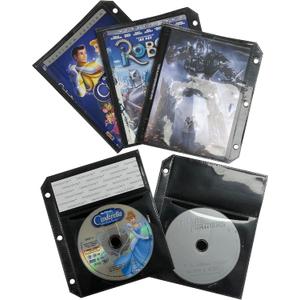CheckOutStore 100 Black CD/DVD Half Sheet Storage 3-Ring Binder Filing Sleeve & Booklet