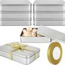 8 Pack Empty Metal Tins Box with Lid - Cookie Tins Silver Metal Rectangular Tin Box Lids for Treats, Gifts, Favors, Candle and Crafts (6.2 x 4.3 x 1.4 Inches)