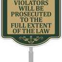 No Loitering Violators Will Be Prosecuted To The Full Extent Of The Law Sign 12" x 10" With 35" Long Metal Stakes Private Property Sign Aluminum Outdoor Use Home Business