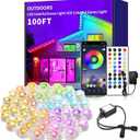 100ft Permanent Outdoor Light, RGB Smart Outdoor eave Lights with APP & Remote Control,timed Music synchronisation IP67 Waterproof LED eave Light,Suitable for Party,Halloween,Christmas,Rooftop,Garden