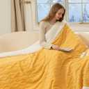Electric Blanket Twin Size 62"X84" Yellow - Soft Thick Warm Sherpa Heated Blanket for Winter with 5 Fast Heating Levels & 10hrs Auto Off for Women, Washable & ETL Certified for Office, Bed