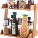 GOBAM Spice Rack Organizer 2-Tier Kitchen Countertop Cabinet Storage Shelf, Assemble Quickly, Bamboo (Small)