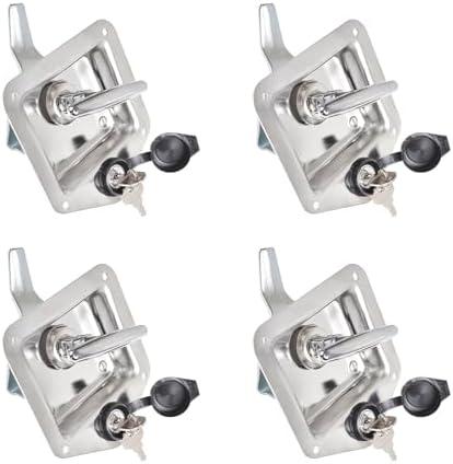 labwork 4 x Trailer Door Latch Rv Door Tool Box Lock with Gasket T-Handle Latch with Keys 304 Stainless Steel Highly Polished