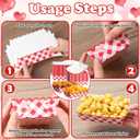 Dunzoom 60 Pcs Valentine's Day Food Trays Paper Bowls Valentines Popcorn Boxes Pink Red Love Galentines Heart Plate Disposable Snack Nacho Serving Boat Holder for Movie Night Party Supply(Red Gingham)