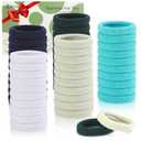 Bessrung 100 PCS Seamless Nylon Hair Ties, No Damage Elastics Hair Ties for Women Girls, Soft Stretchy Ponytail Holders for Thin Thick Hair, Snag-Free Hair Bands(Gradient Blue)