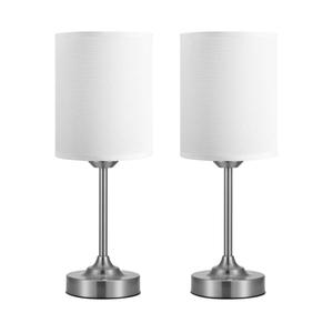 Touch Control Cordlss Table Lamp, USB-C Rechargeable Lamp with Stepless Dimming, 4000mAh Battery Operated Bedside Lamp for Bedroom, Living Room, Night Light & Emergency Lighting, Silver, 2 Pack