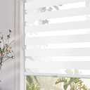 Persilux Free-Stop Cordless Zebra Blinds for Windows (35" W x 72" H, White) with Upgraded Cassette Light Filtering Dual Layers Thermal Insulated Sheer Window Shades for Home and Office