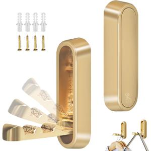 2Pack Folding Wall Hooks, 2026 Heavy Duty Zinc Alloy Bag Hooks for Wall, Closet Hooks Wall Mount, Folded 90 Foldable Wall Hooks for Hanging,Folding Coat Hooks Valet Hooks for Wall(2PCS Gold)