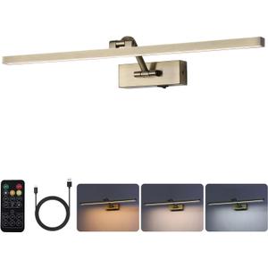 10000mAh Picture Light Battery Operated,23.6In Antique Bronze Wireless Rechargeable Picture Light 3 Colors Dimmable Art Light with Remote Timer for Paintings,Gallery