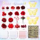 Hoteam DIY Graduation Cap Decorations Kit Included Faux Flowers 3D Butterfly Self Adhesive Rhinestones Glitter Alphabet Letter Stickers for 2026 Grad Cap Topper Party Gifts Decor(Red)