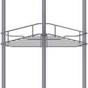 HuggieGems 5 Tier Floor Standing Corner Shower Caddy Organizer Shelf with Hooks, Bathroom Shelves Stand Rack, Dark Gray