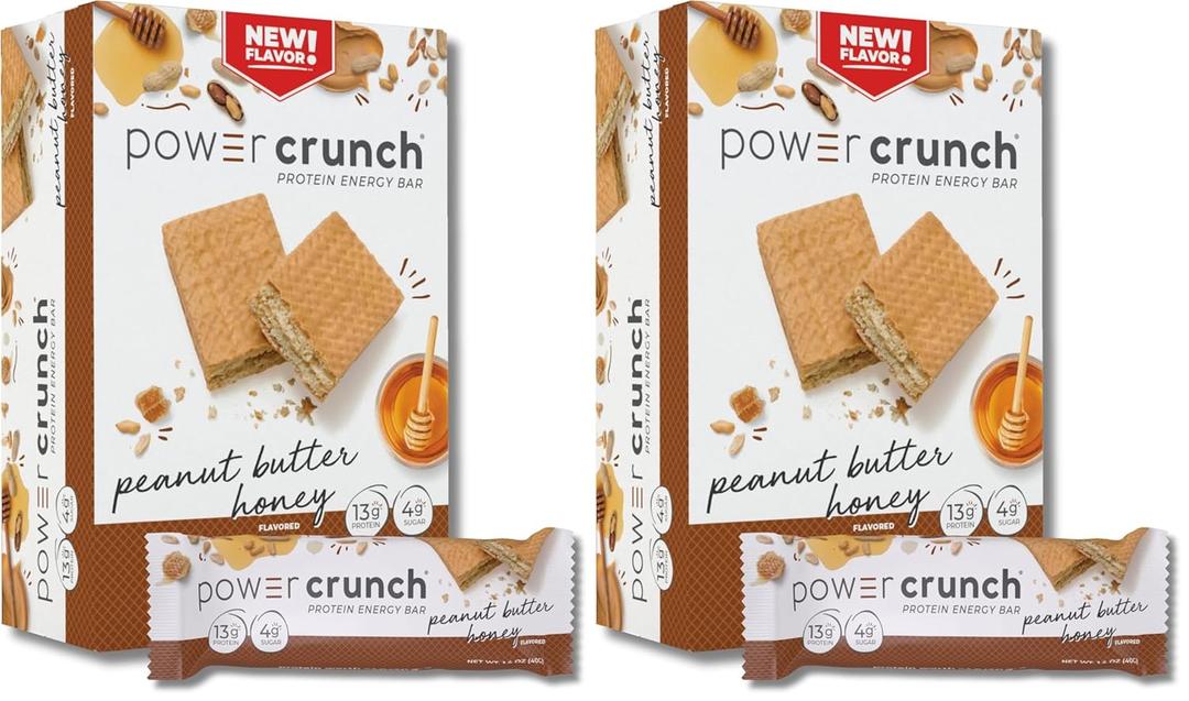 Power Crunch Protein Wafer Bars, High Protein Snacks with Delicious Taste, Peanut Butter Honey, 1.4 Ounce (5 Count) (Pack of 2), BB Date 02/01/2026