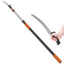 LAANPOLE 20FT Pole Saw, Telescoping Tree Trimmer with 3-12FT Extension Pole, Manual Branches Pruner for Backyard, Orange
