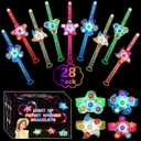 28 Pack LED Light Up Fidget Spinner Bracelets, Halloween Party Favors for Kids 4-8 8-12 Glow in The Dark Party Supplies Treasure Box Toys for Class Birthday Gifts Xmas Stocking Stuffers for Teens