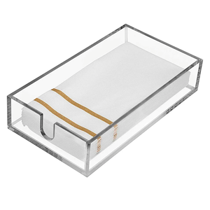 Acrylic Napkin Holder - Clear Modern Design, Acrylic Hand Towel Holder for Bathroom, Kitchen, Guest Towel Tray Perfect for Disposable Paper Hand Towels & Bathroom Accessories.