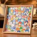 DIY Wooden Cat Puzzle Frame, Little Kitties - Wooden Coloring Puzzle, Hand-Painted Cat & Kitten Coloring Frame, Includes Marker Pens, Stress-Relieving, Creative Activity