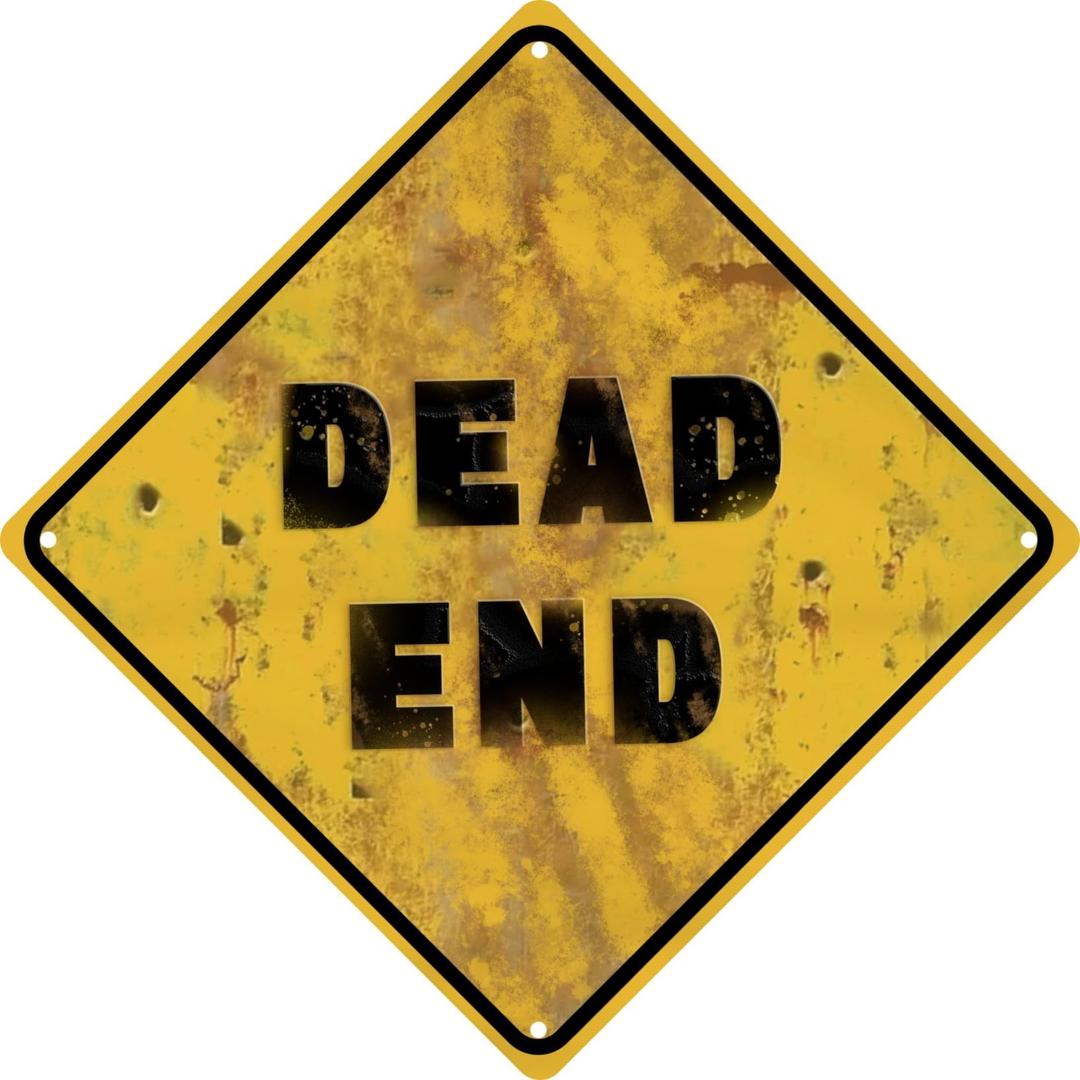Vintage Metal Tin Sign Dead End Horror Room Decor Halloween Horror Bathroom Decor Rustic Retro Wall Decor for Men Cave Gifts 8x8 in
