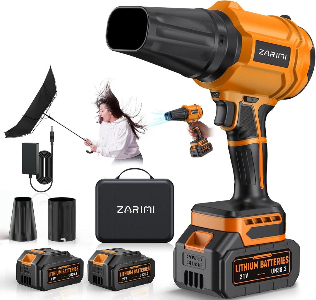 YUQUESEN Cordless Leaf Blower, 980,000 RPM Handheld Leaf Blower with 2 X 4.0Ah Batteries & Charger, Lightweight Leaf Blowers for Patio Cleaning, Lawn Care, Leaves, Dust - Orange