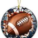 3D Sports Themed Christmas Decor - Football Break Through Ceramic Ornament, Family Christmas Football