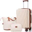 Carry on Luggage Sets 22x14x9 Airline Approved (White, 20"/DB/TB), 3 Piece Sets