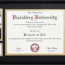 VIOLABBEY Matte Black Diploma Frame with Tassel Holder for 8.5x11 Certificates Document and 4x6 Graduation Pictures, College Degree Frame for Wall Mounted (Black Gold Double Mat)