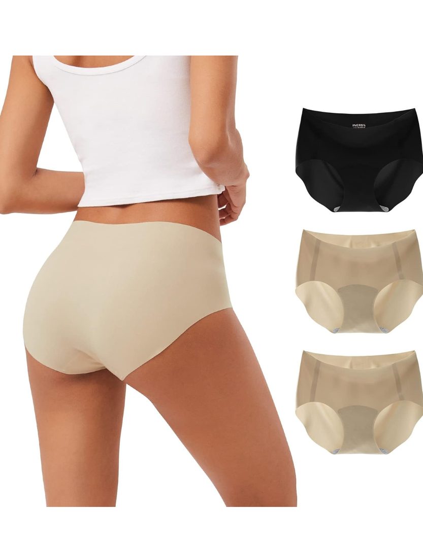INNERSY Women's Seamless No Show Hipster Panties Invisible Light Underwear 3-Pack M