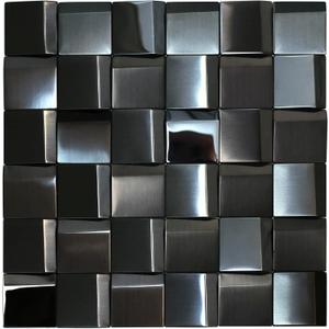5 Sheets Black Tiles Metal Mosaic Wall Backsplash Tile 3D Wall Panels [5 Sq.feet]
