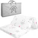 Trifold Pack and Play Mattress, 38"x26" High Density Foam Pack N Play Mattresses for Baby Toddler, Foldable Portable Travel Crib Mattress for Pack N Play with Carry Bag, Heart Pattern