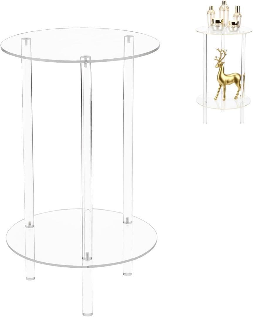 12" Acrylic Detachable End Table, 2 Tier Round Acrylic Coffee Table
Multifuntional Clear Nightstand End Table for Small Spaces, Detachable Beside Table for Living Room, Bedroom, Study Room
