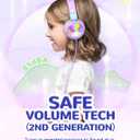iClever Kids Headphones Cat Ear, LED Light Up, 85dBA Safe Volume, Stereo Sound Toddler Headphones for Travel School, Foldable 3.5mm Wired Kids Headphone for iPad Tablets, Meow Lollipop-Purple