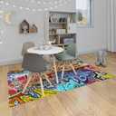Ansouyi Colorful Non-Slip 5x7ft Area Rugs, Washable Rug Carpet for Living Room Abstract Art Graffiti Wall Home Decor Rugs for Game Room Classroom Bedroom Dining Kindergarten Room