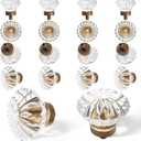Crystal Cabinet Knobs Cabinets Knob, 16 Pack Flower Antique Brass Vintage Glass Clear Crystal Small Pull for Closet Dresser Drawers Cupboard Wardrobe, Alloy Retro Pulls Old Style Bronze Drawer Handle